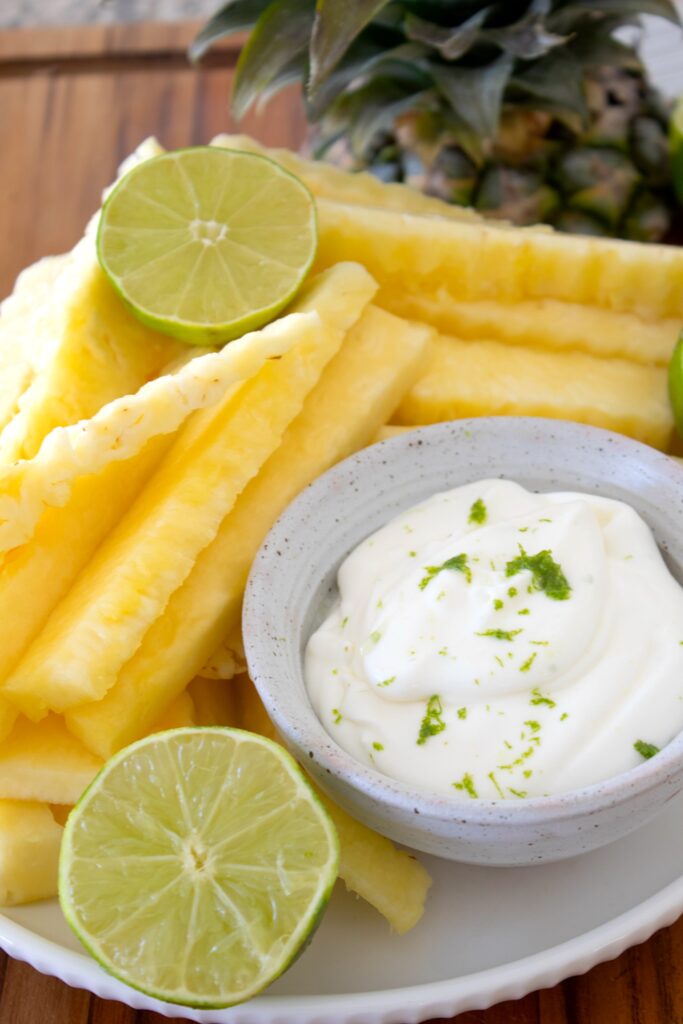 pineapple fries with coconut dip