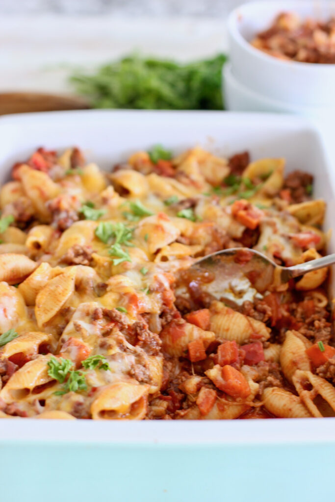 Sloppy Joe Casserole ready to serve