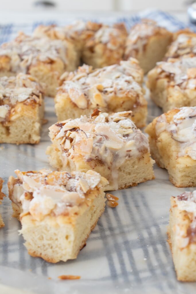 sliced almond focaccia bread